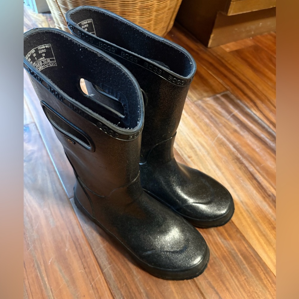 Bogs Black Glitter Rain Boots |‎ Youth Size 5 | Waterproof (S5)